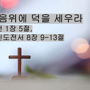 11/16/24 “믿음위에 덕을 세우라” 벧전 1:4 고전 8:9-13