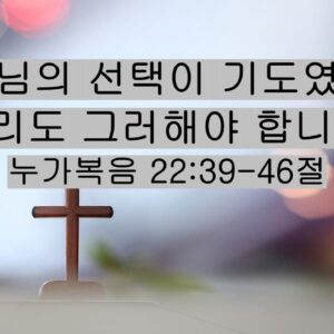 1/17/26 “예수님의 선택이 기도였다면 우리도 그러해야 합니다” 눅 22:39-46