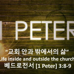 3/27/26 “교회 안과 밖에서의 삶” 베드로전서 3장 8-9절
