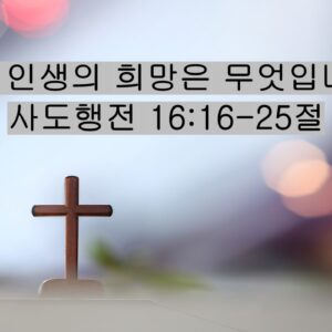 5/16/26 “우리 인생의 희망은 무엇입니까?”​  사도행전 16:16-25절