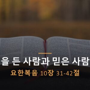 10/10/26 “돌을 든 사람과 믿은 사람들” 요 10:31-42
